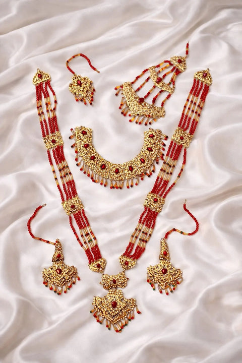 Best Buy™Bridal Set With Earring Mala Set & jhumar Bindiya Combo Set-64 (Maroon)